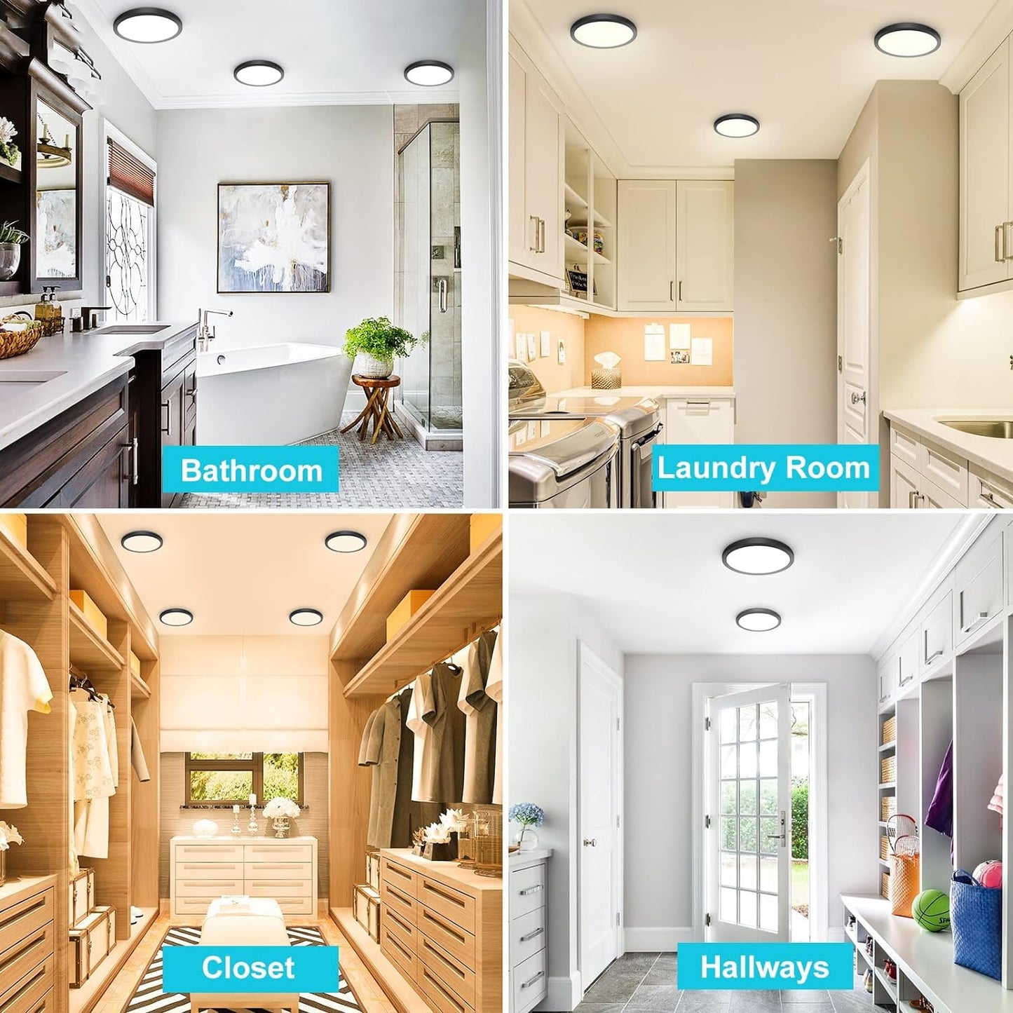 12 Pack Black Led Ceiling Light - 7"