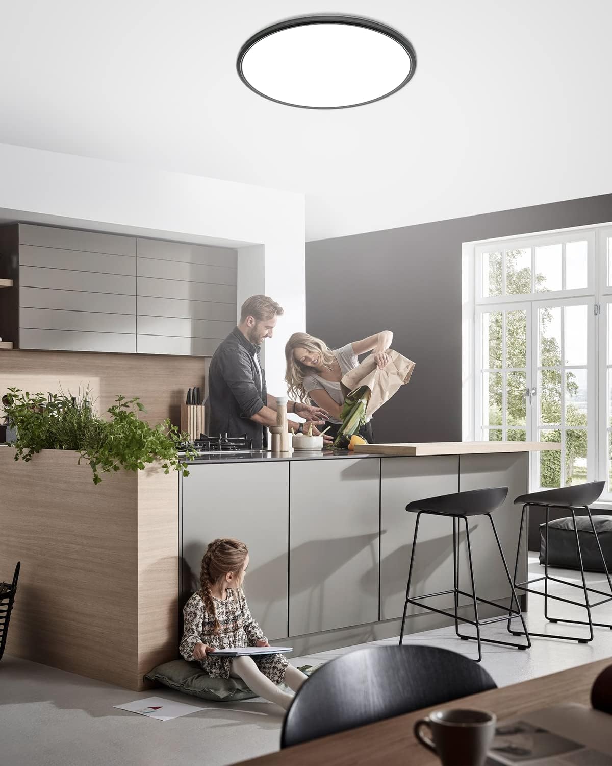 1PACK Black 3 Color Selectable Ceiling Lamp-15.8"