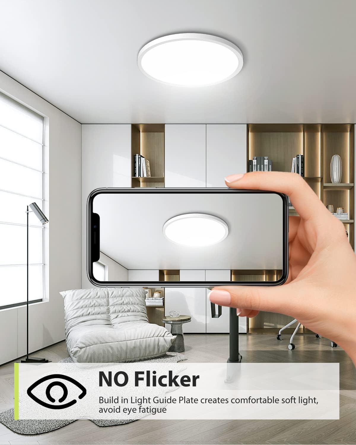 2PACK White Flush Mount LED Ceiling Light Fixture-12"