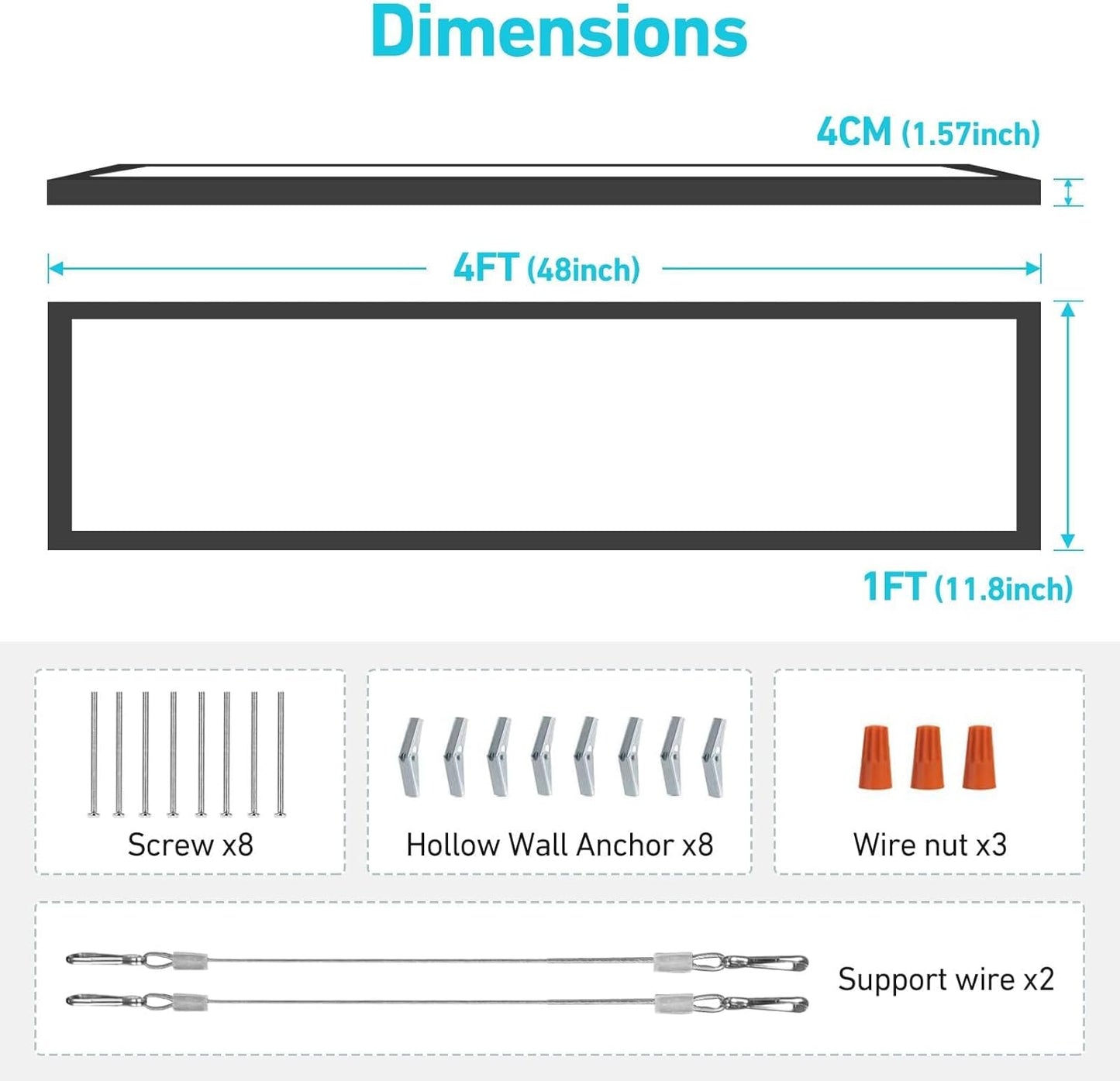 LED Light Panel Black Rectangle Dimmable & Bright Drop Ceiling Lights