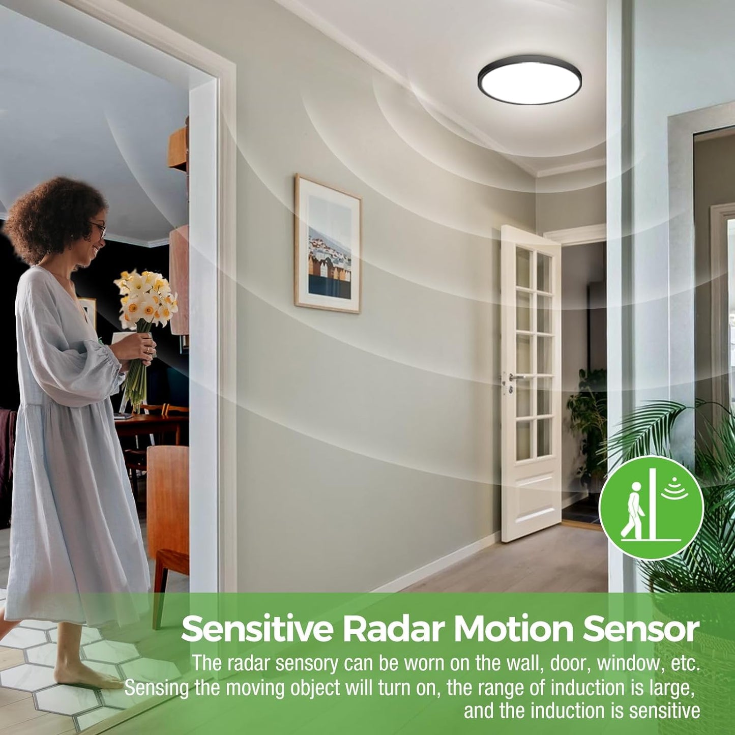 2Pack Motion Sensor Ceiling Light Wired Movement Detector LED Light Fixture Indoor-9"