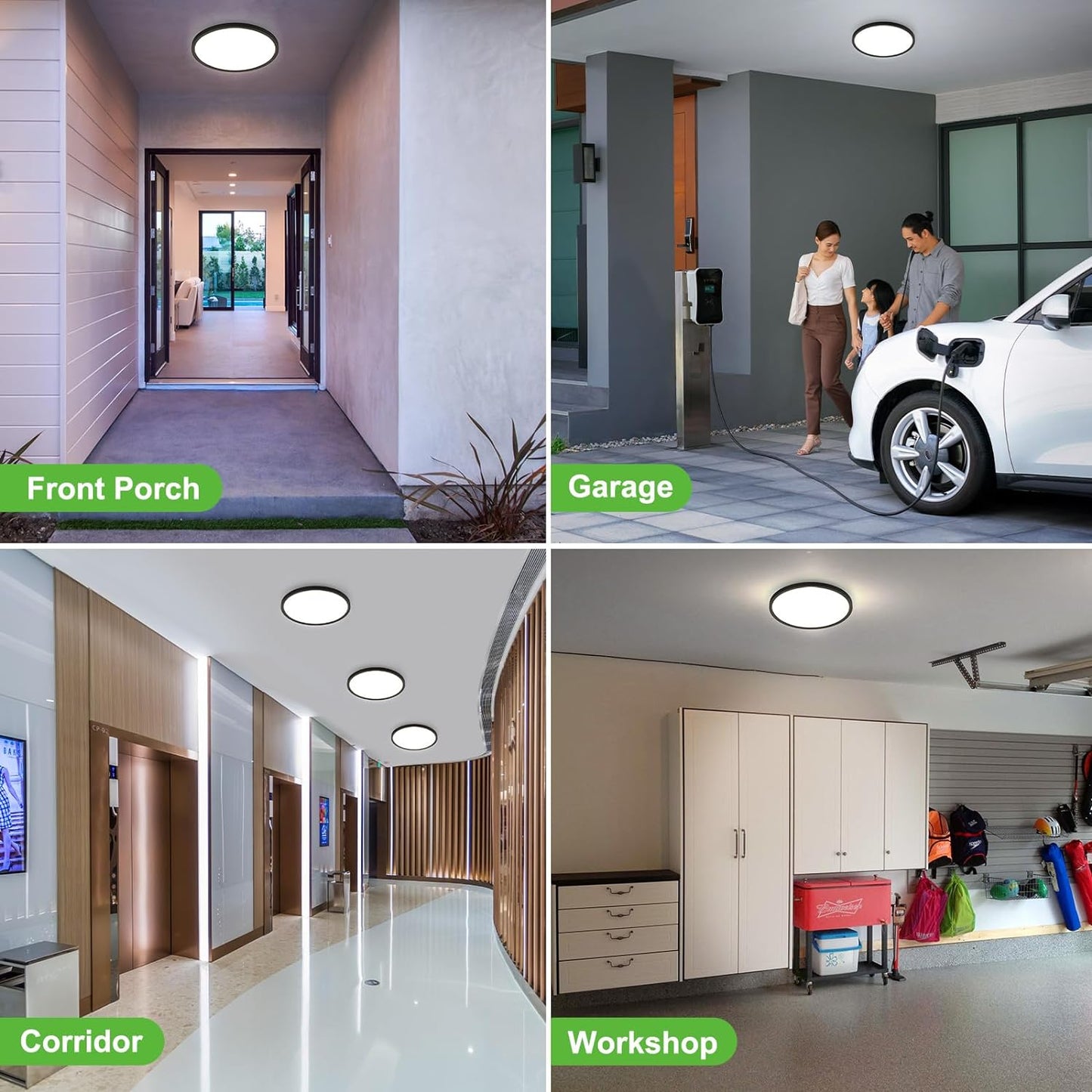 2Pack Motion Sensor Ceiling Light Wired Movement Detector LED Light Fixture Indoor-9"