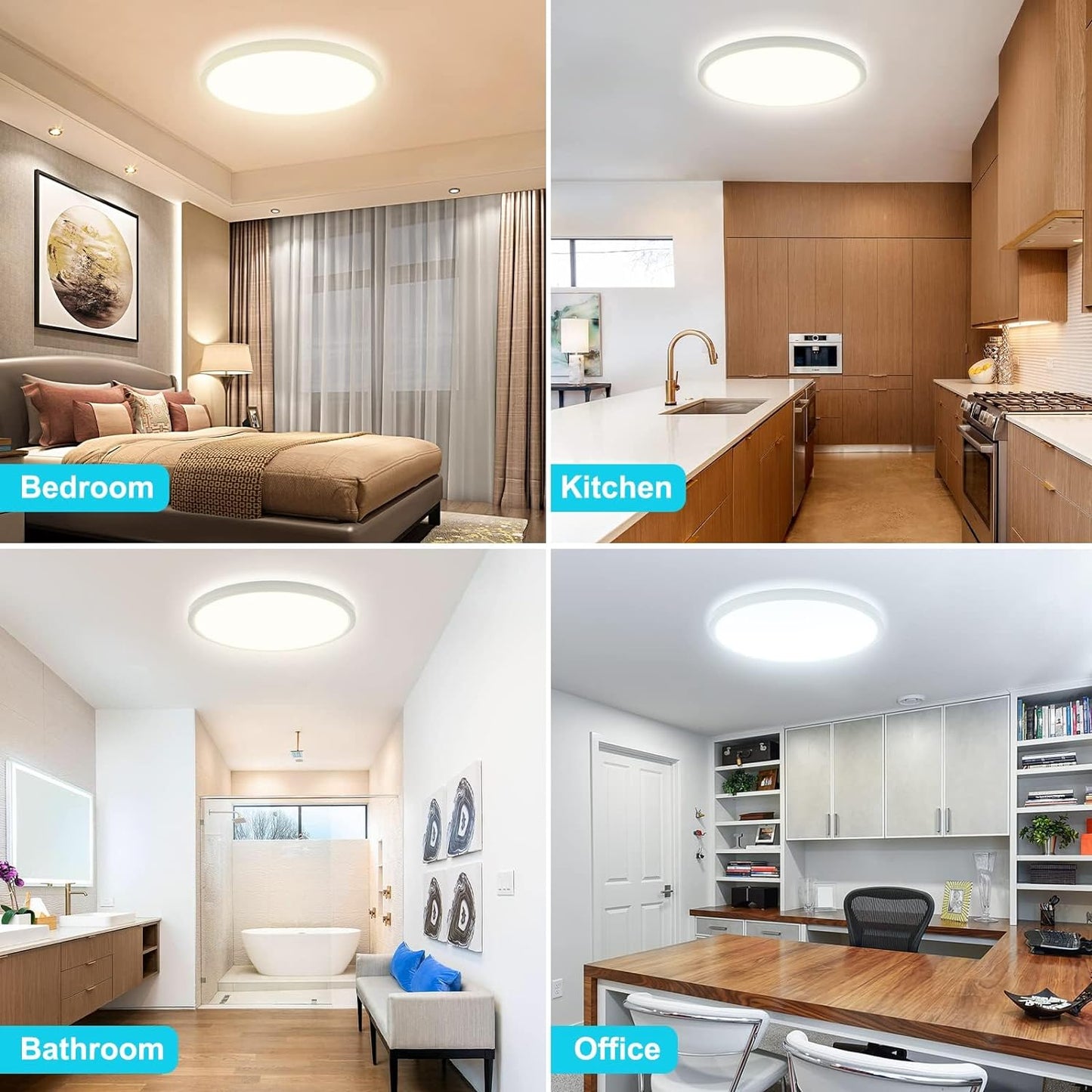 Thin Flat LED Surface Mount Ceiling Light Fixture for Bedroom, Kitchen, Hallway,Closet