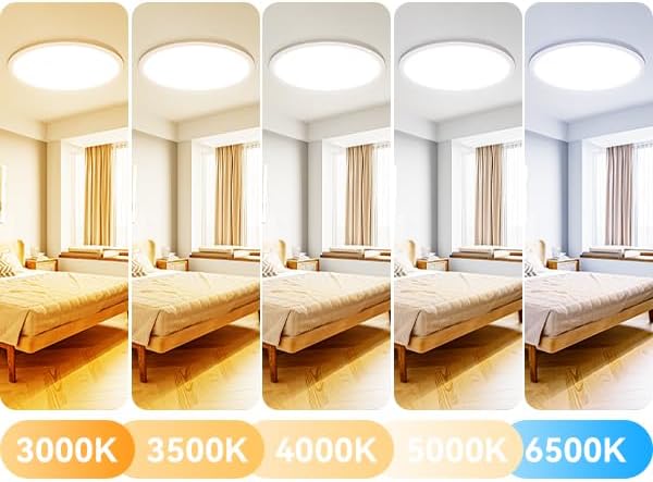 Zemty CL62 ceiling light 5 color temperature comparison: 3000K warm to 6500K cool white