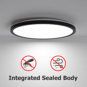 zemty LED Flush Mount Ceiling Light Thin Round Flat Black for Hallway, Kitchens, Stairwells, Bedrooms