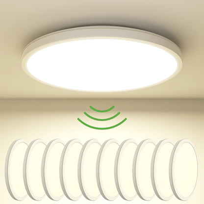 zemty 19W 4000K LED Ceiling Light with Radar Motion Sensor, 1800LM Round Ceiling Light for Balcony, Hallway, Garage-9inch,10pack