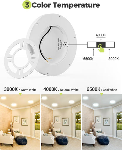 12PACK White LED Flush Mount Ceiling Light-7.5"