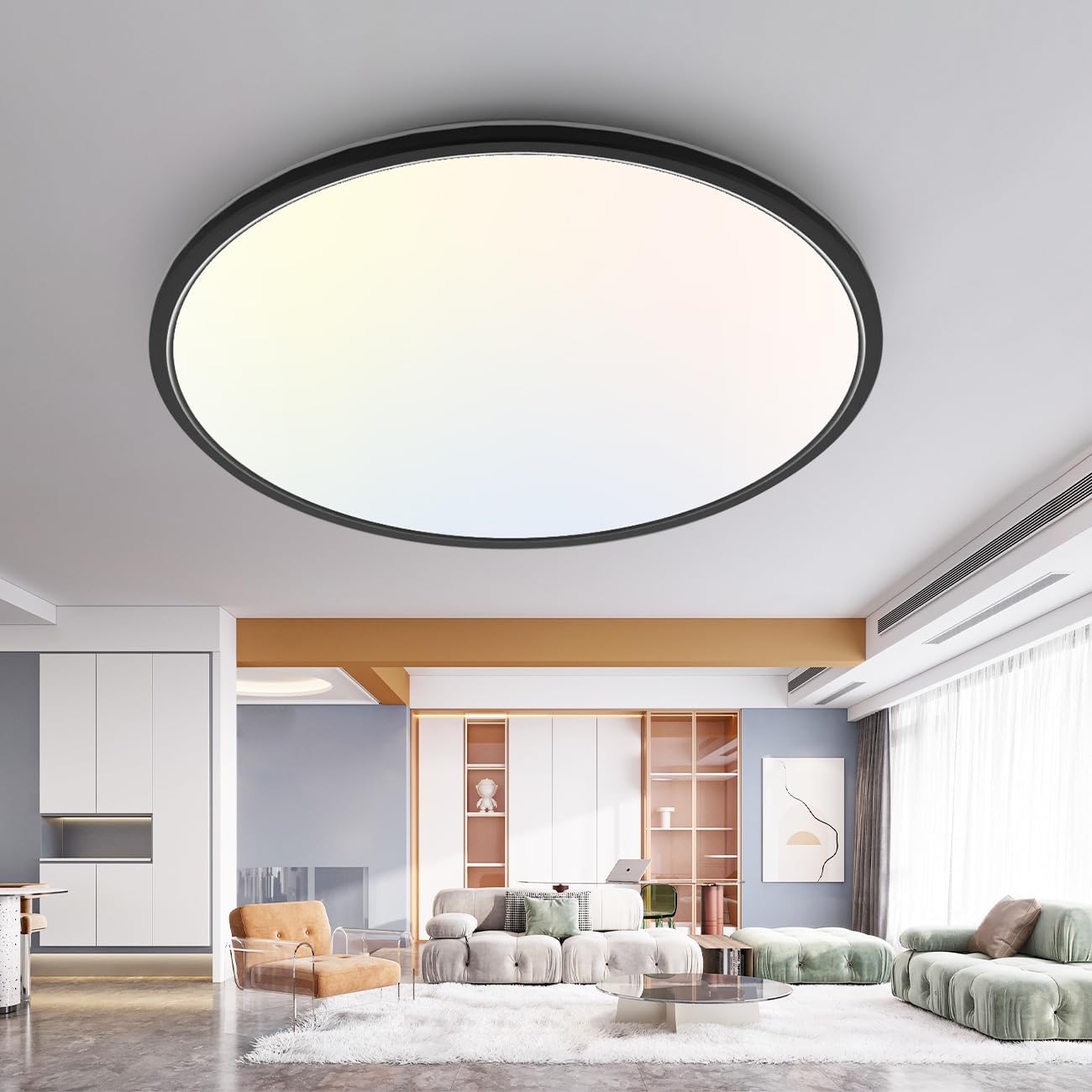 1PACK Black 3 Color Selectable Ceiling Lamp-15.8"