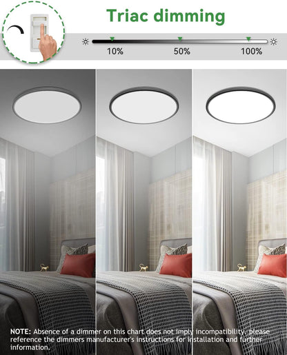 1PACK Black 3 Color Selectable Ceiling Lamp-15.8"