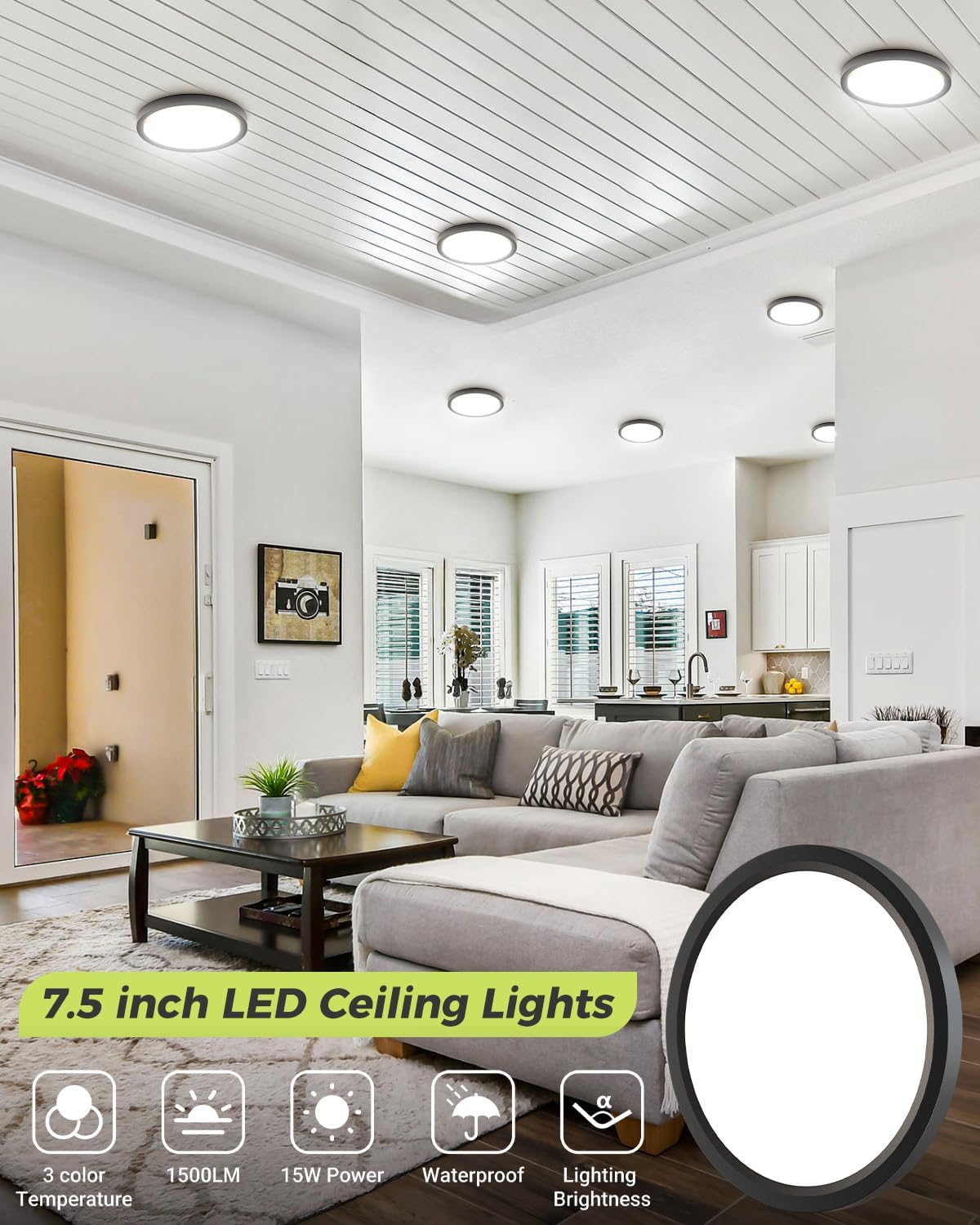 1PACK LED Flush Mount Ceiling Light - 7.5"