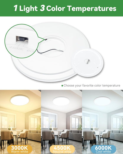 2PACK White 3 Color Selectable Ceiling Lamp - 15.8"