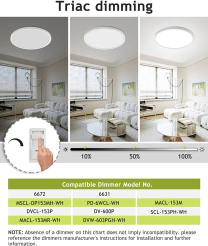 6Pack 3 Color Selectable Ceiling Lamp 3200LM Low Profile Ceiling Light-12"