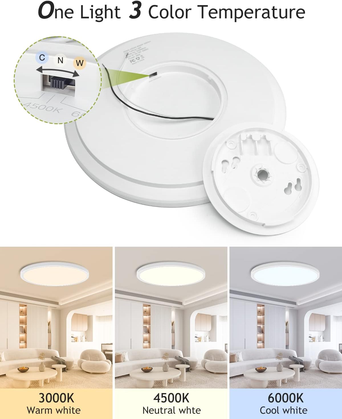 4PACK White Flush Mount LED Ceiling Lamp Low Profile Ceiling Light-12"