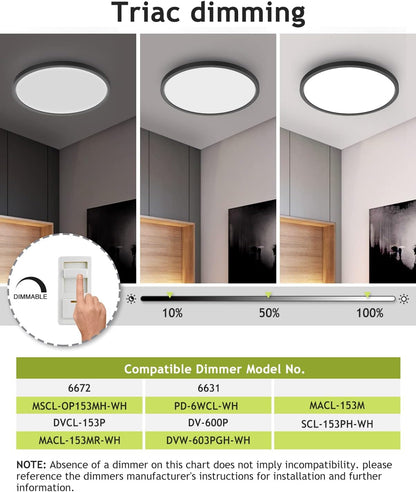 6PACK Black Flush Mount LED Ceiling Light Fixture-12"