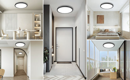 Super Slim 3 Color Temperature in One Ceiling Light Fixture for Closet Bathroom Kitchen Bedroom (Black)