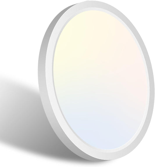 White Flush Mount Ceiling Light Color Selectable,Ultra-Thin Round Lighting Fixture-7"