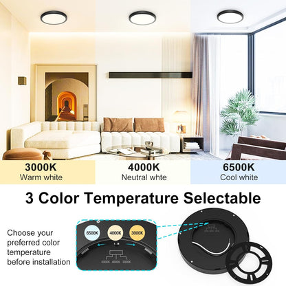 6Pack Black Thin Flat Round LED Lamp Ceiling Light-7", Non-dimmable