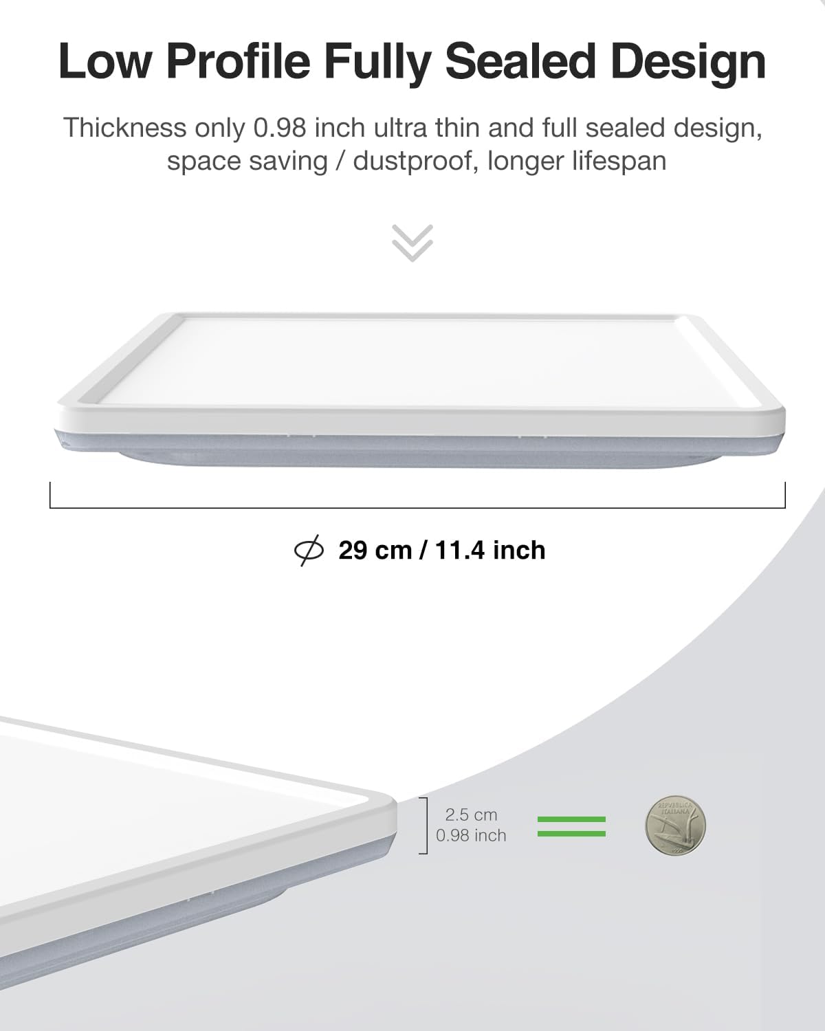 zemty square ceiling light with ultra-thin sealed design