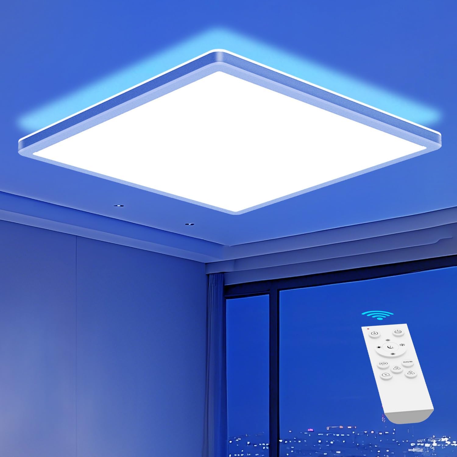 Zemty square ceiling light with remote control