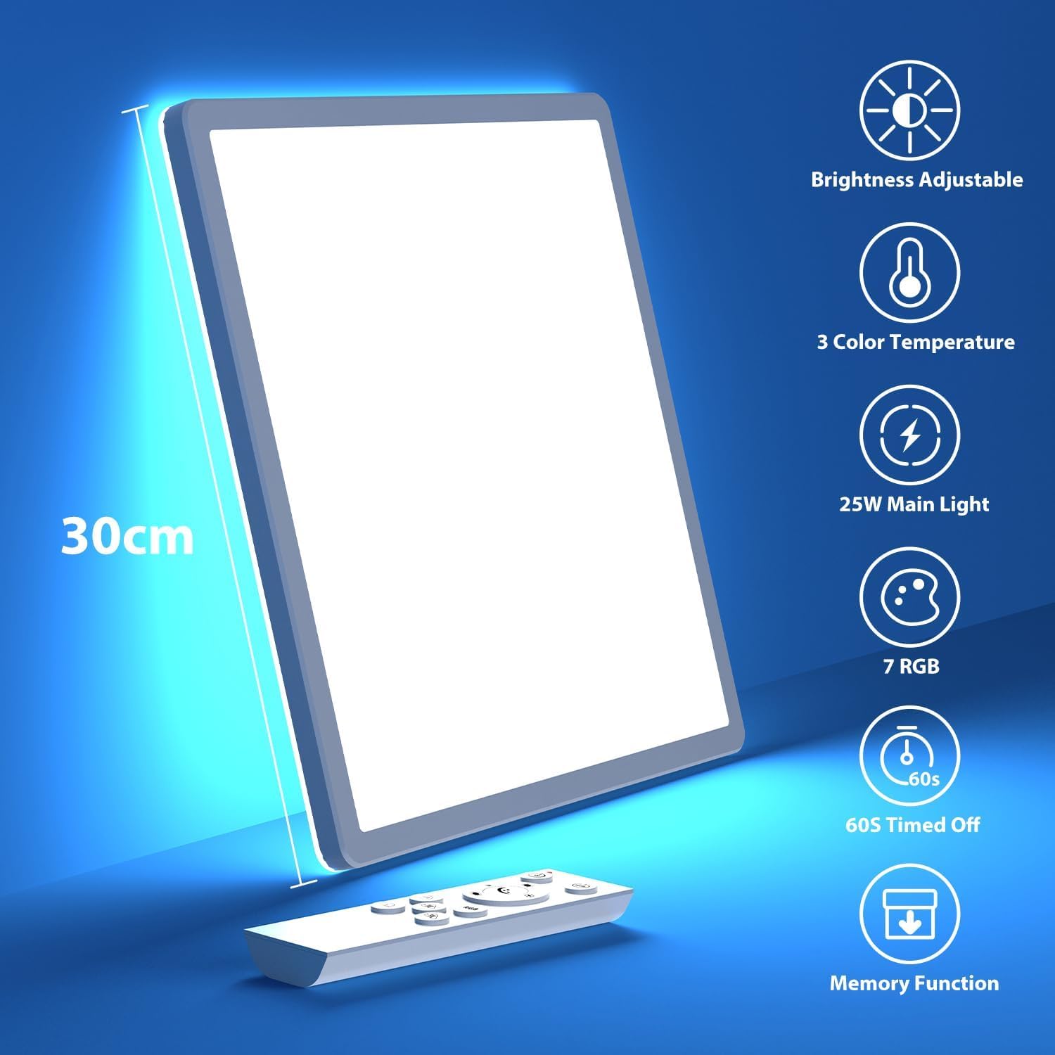 Zemty square ceiling light with RGB CCT dimming