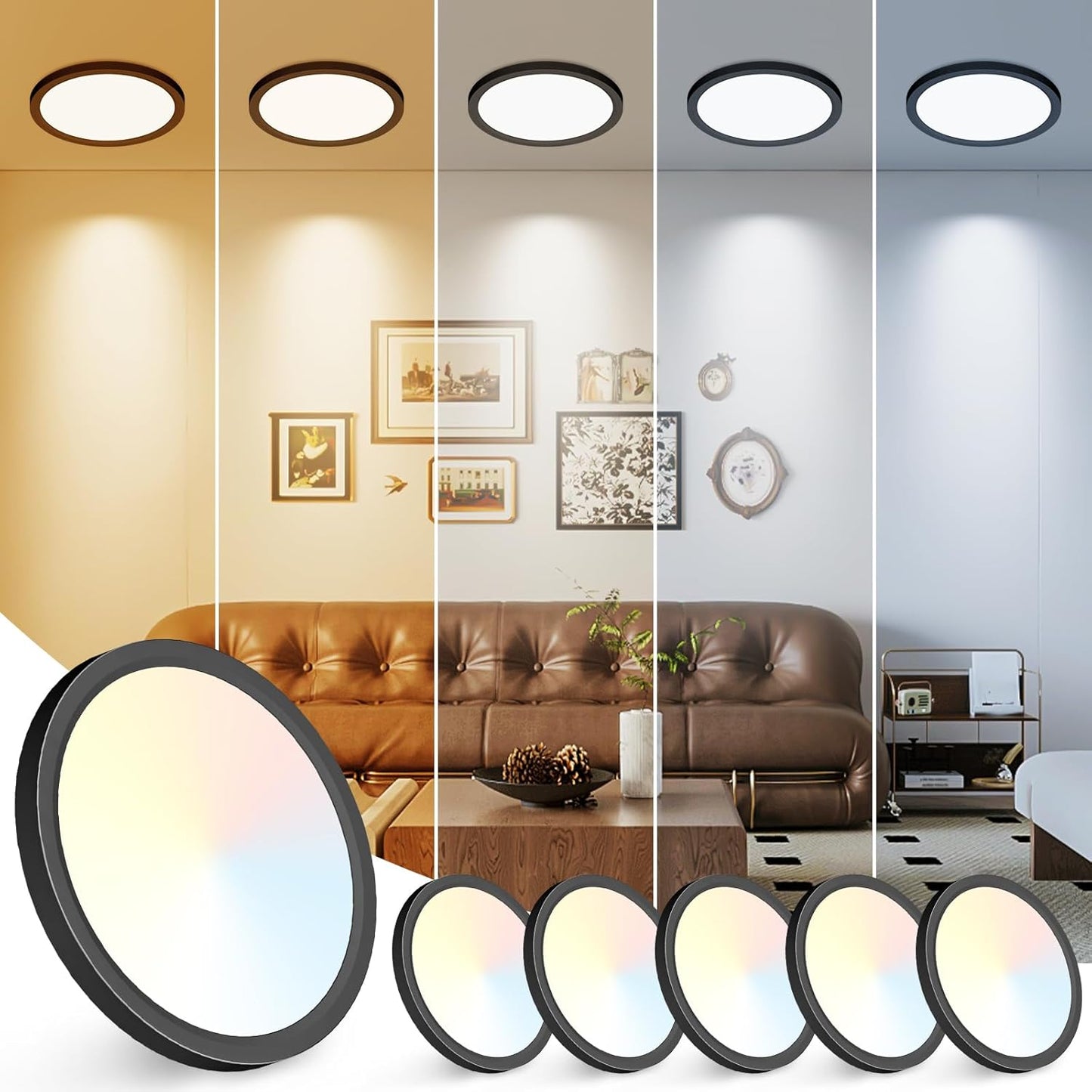 Zemty 5 color temperature round ceiling light pack
