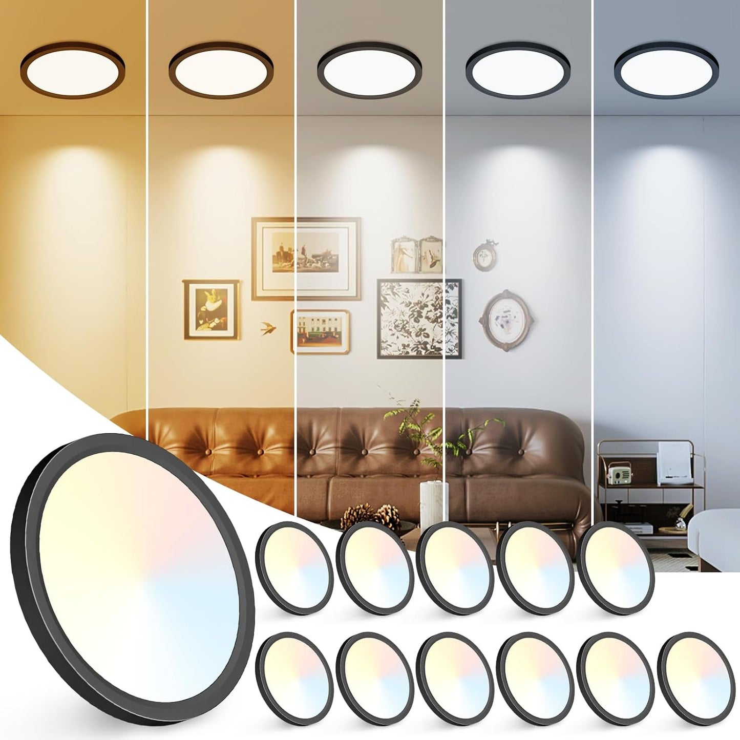 Zemty 5 color temperature round ceiling light pack