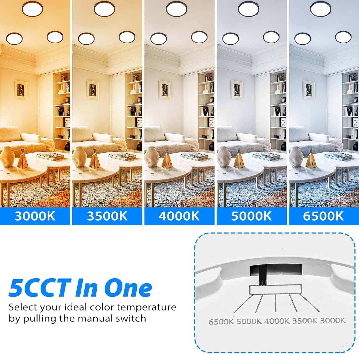 Zemty 5 color temperature selectable ceiling light