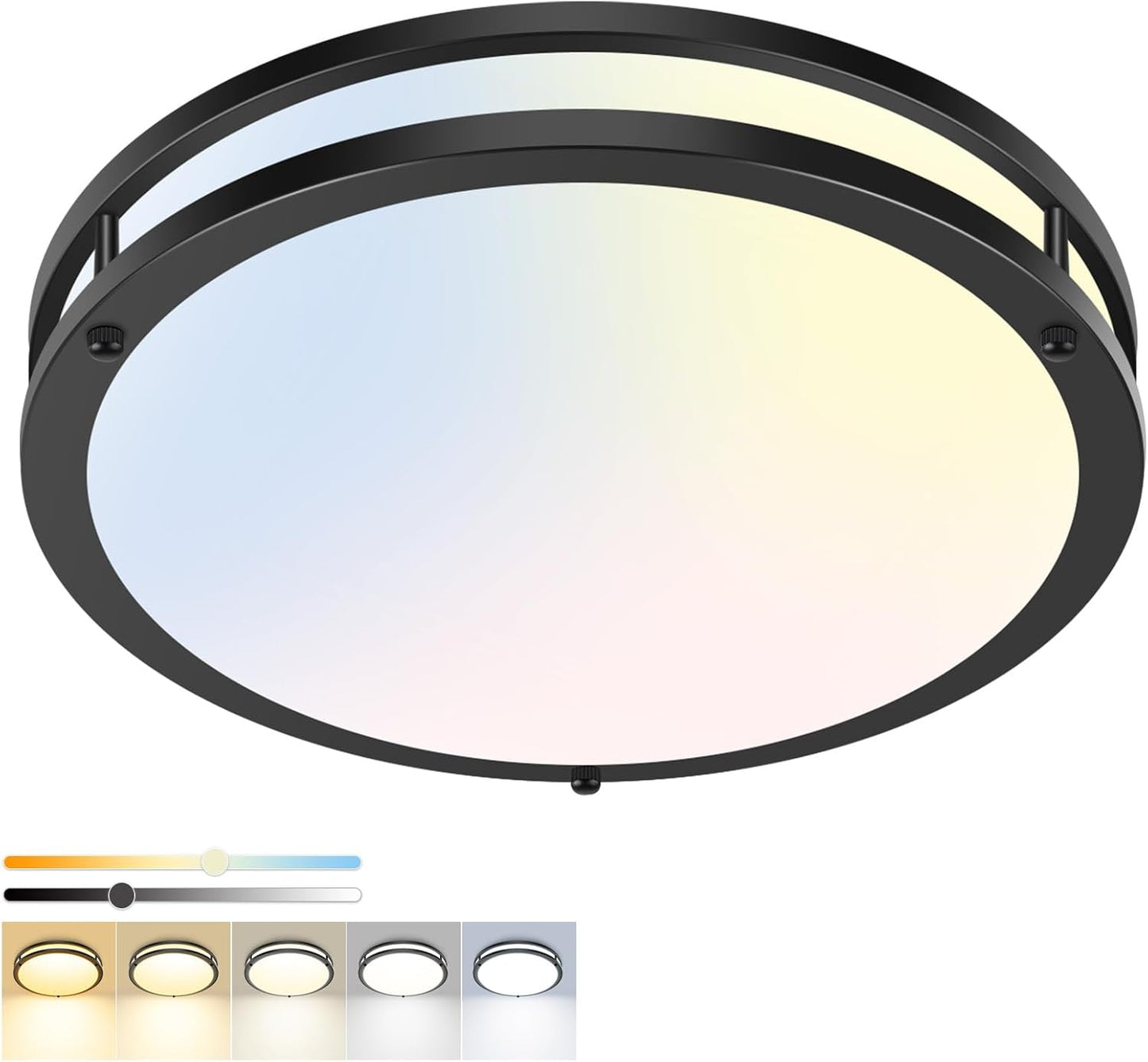 Zemty 13inch Black 5CCT Dimmable Flush Mount Ceiling Light Fixture