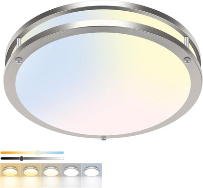 Zemty 13inch Black 5CCT Dimmable Flush Mount Ceiling Light Fixture