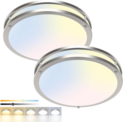 Zemty 13inch Black 5CCT Dimmable Flush Mount Ceiling Light Fixture