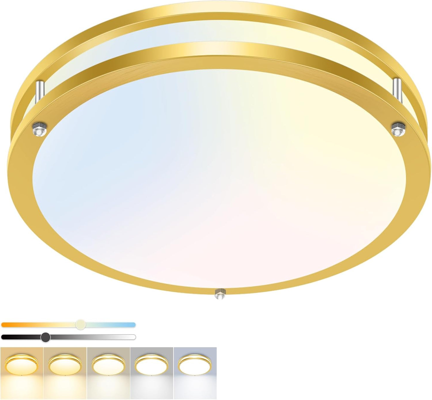 Zemty 13inch Black 5CCT Dimmable Flush Mount Ceiling Light Fixture