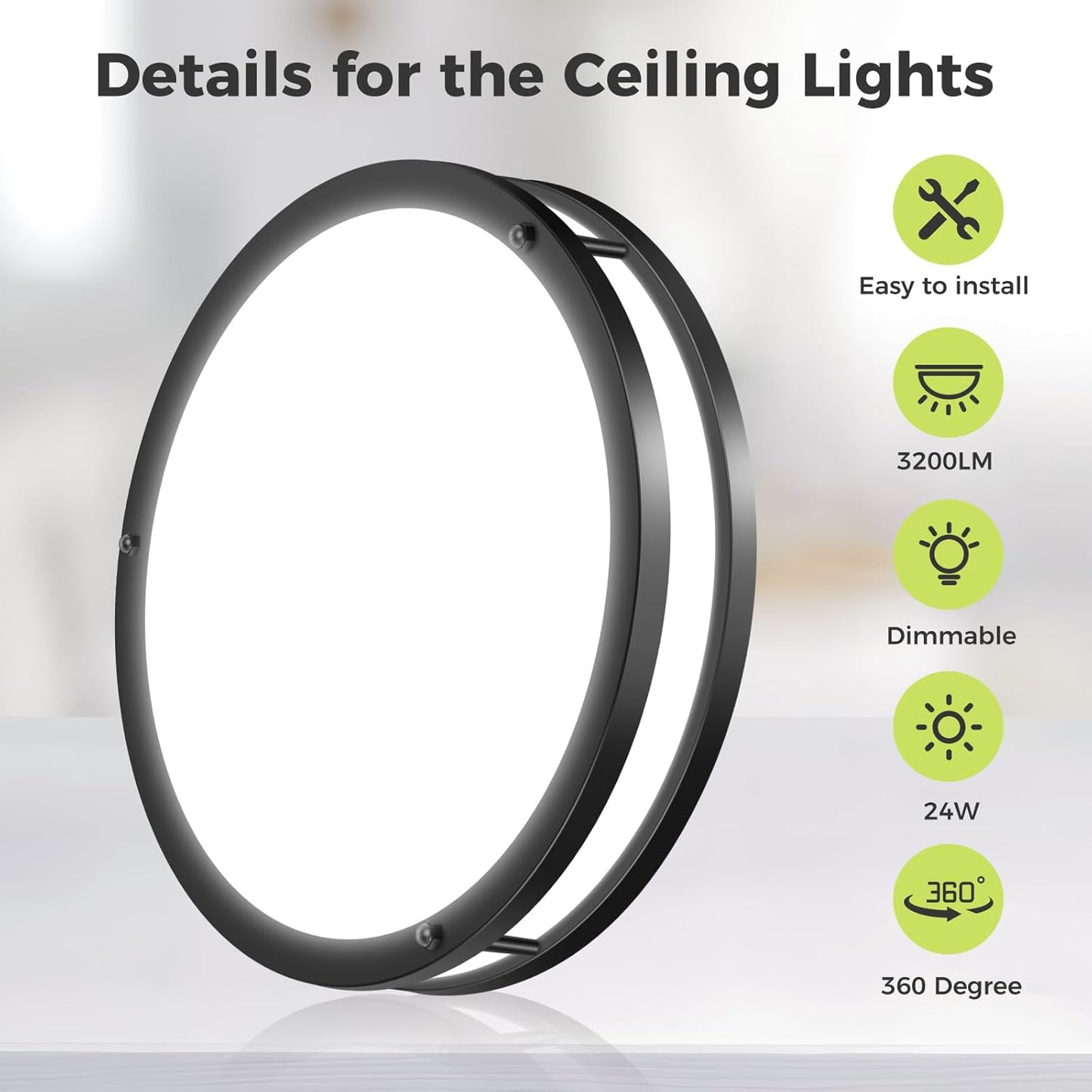 Zemty ceiling light with 3200lm 24W key details