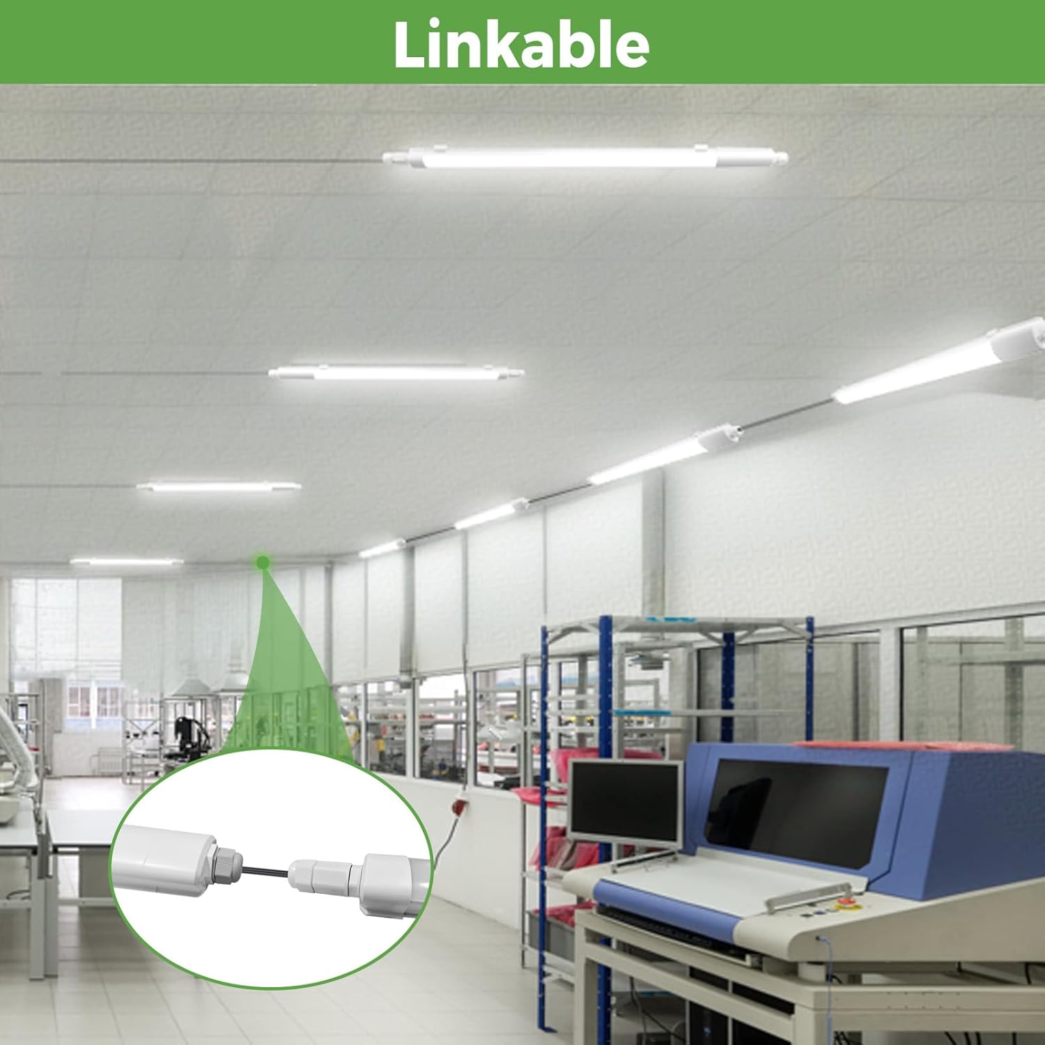 Zemty linkable linear LED light for industrial use