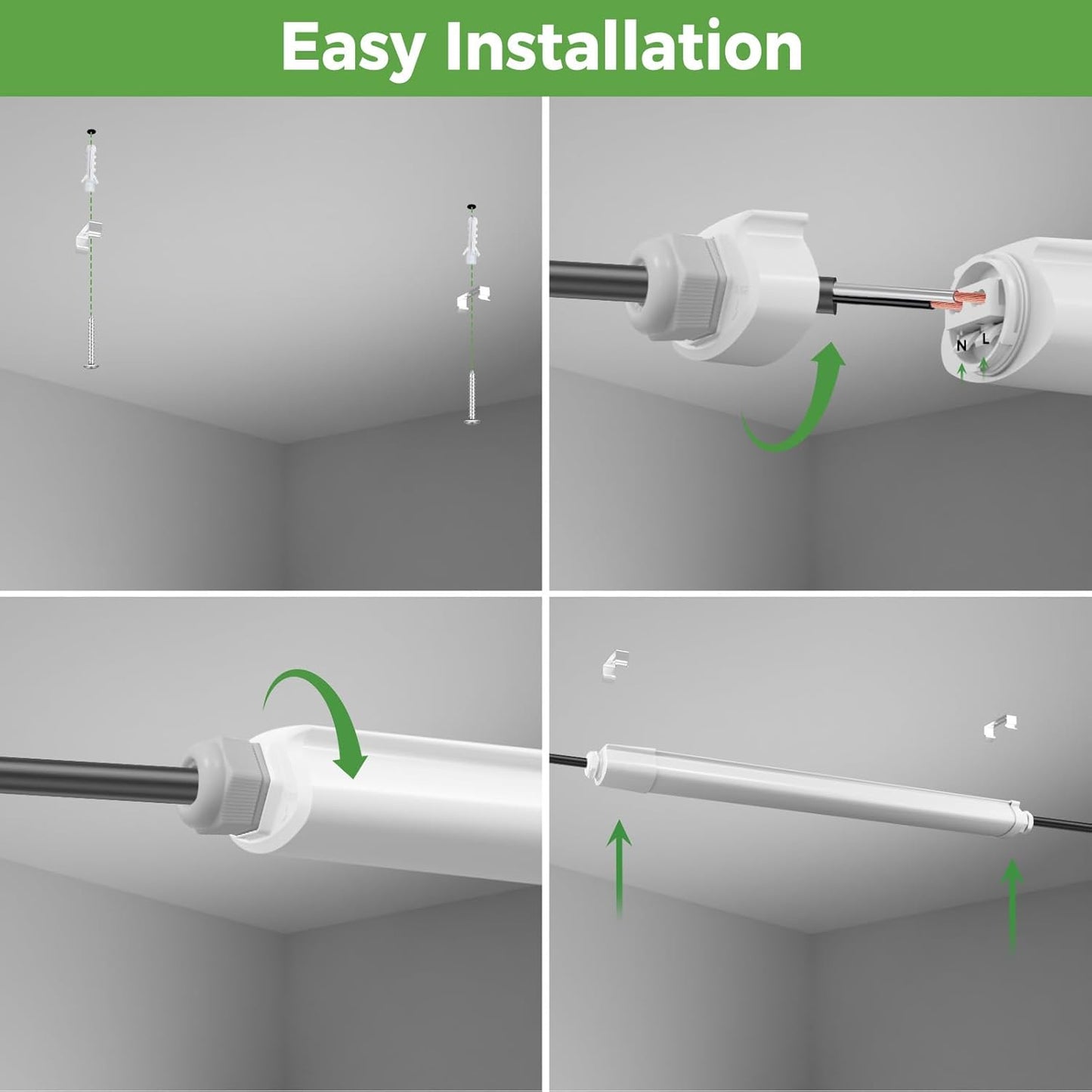 Zemty linear LED light with step-by-step installation guide