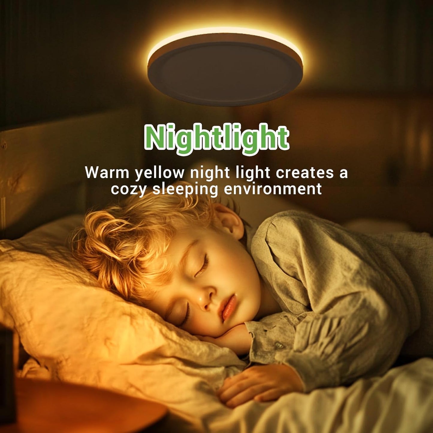 Zemty nightlight mode round ceiling light for cozy sleeping environment
