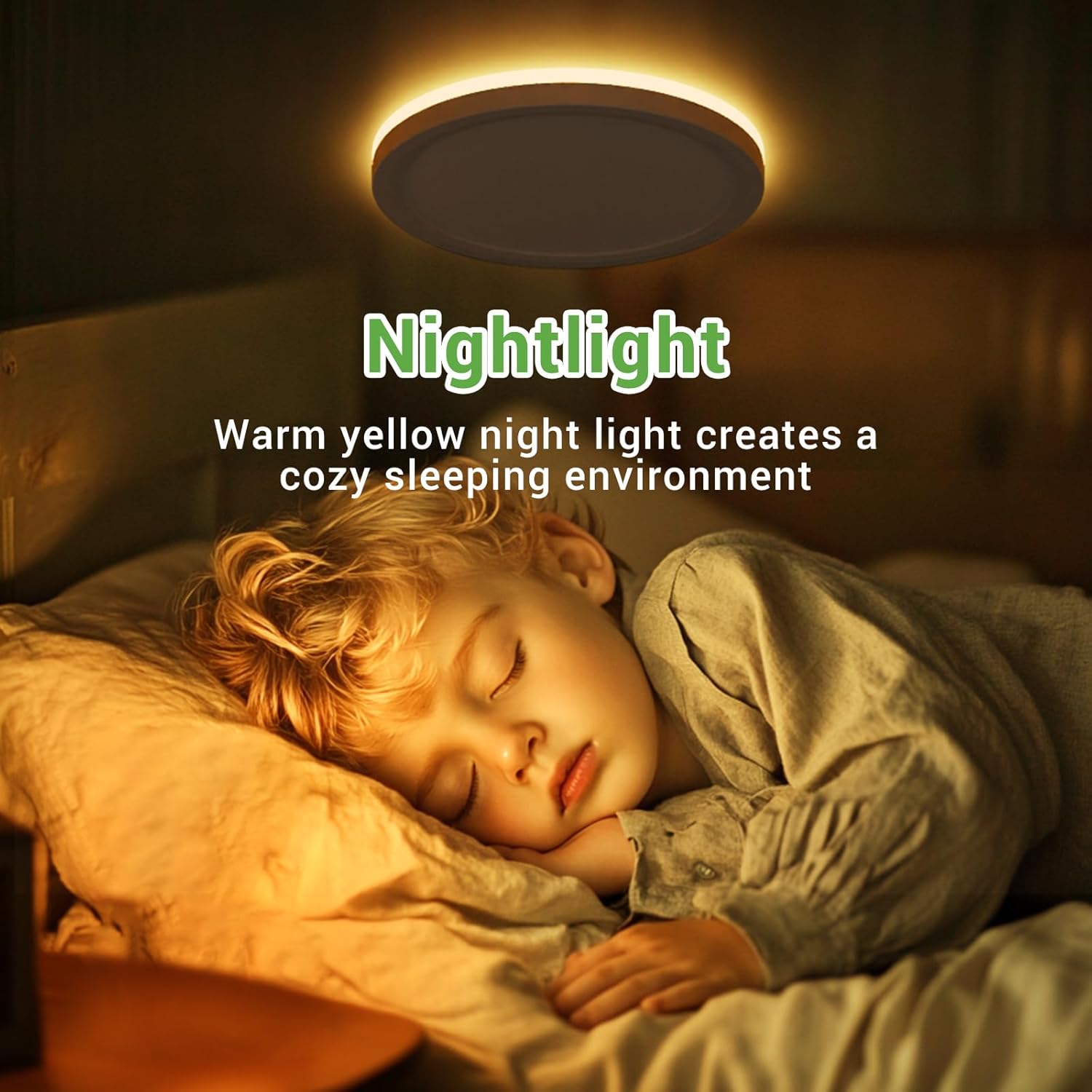 Zemty nightlight mode round ceiling light for cozy sleeping environment
