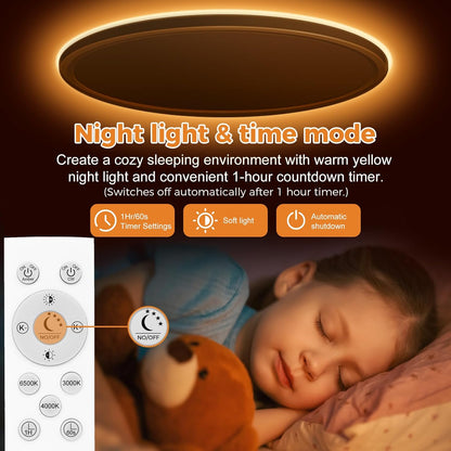 zemty ceiling light with night light and timer settings
