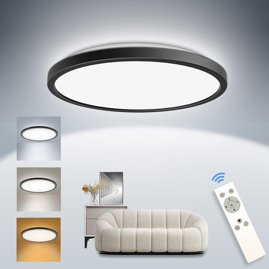 1Pack Flush Mount Ceiling Light Fixture Remote Control-12",  Dimmable LED Adjustable with Night Light