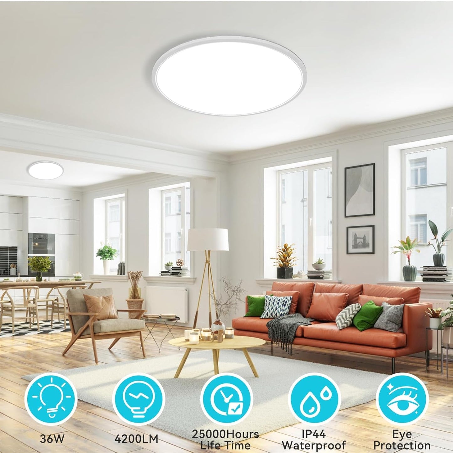 1Pack Large LED Ceiling Light White Surface Bright Flush Mount Lights -16.5"