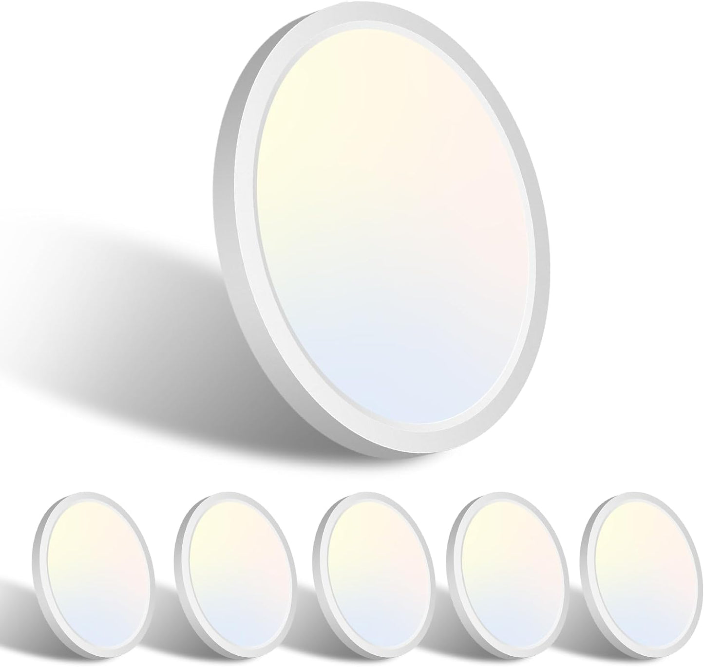 6Pack White Led Ceiling Light Color Options, Round Surface Mount Led Light Fixtures-7"