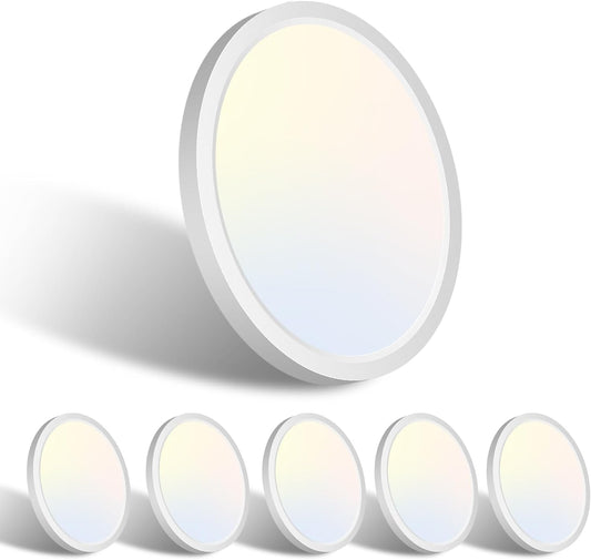 6Pack White Led Ceiling Light Color Options, Round Surface Mount Led Light Fixtures-7"
