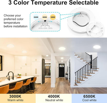 6Pack White Led Ceiling Light Color Options, Round Surface Mount Led Light Fixtures-7"