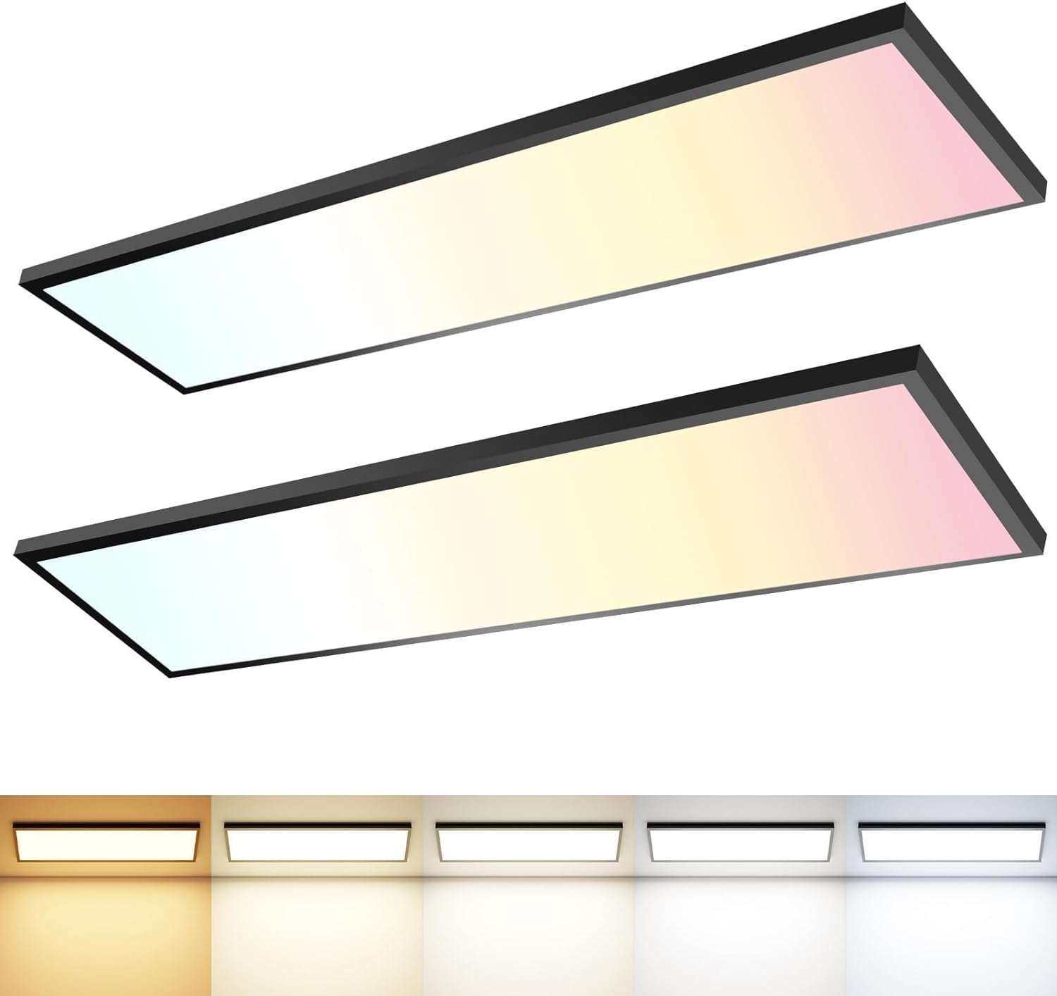 LED Light Panel Black Rectangle Dimmable & Bright Drop Ceiling Lights ...
