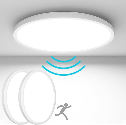 Motion Sensor Light Indoor Wired 𝗔𝘂𝘁𝗼 𝗢𝗻/𝗢𝗳𝗳 Ceiling Light Flush Mount for Closet Stair Porch