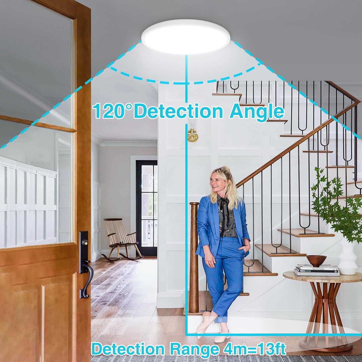 Motion Sensor Light Indoor Wired 𝗔𝘂𝘁𝗼 𝗢𝗻/𝗢𝗳𝗳 Ceiling Light Flush Mount for Closet Stair Porch