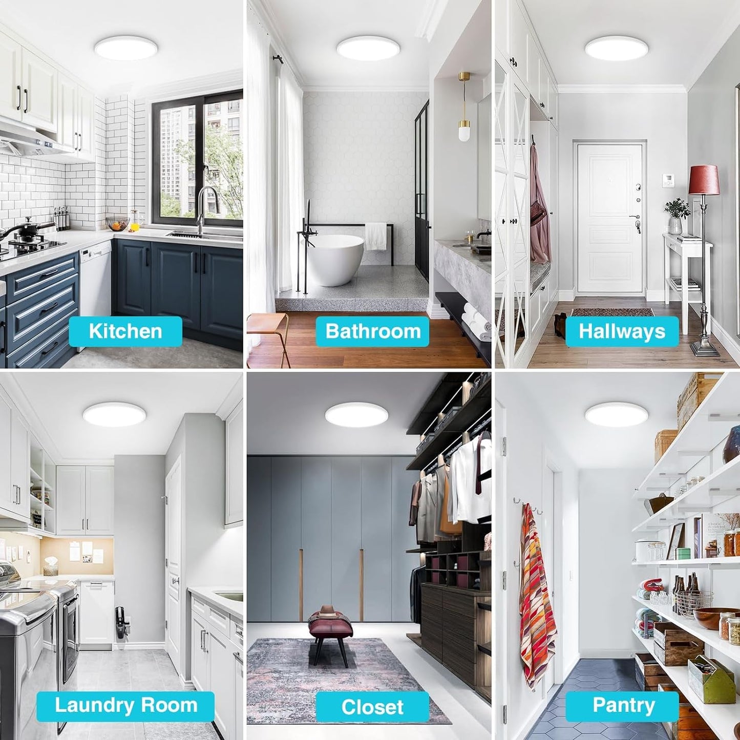 Motion Sensor Light Indoor Wired 𝗔𝘂𝘁𝗼 𝗢𝗻/𝗢𝗳𝗳 Ceiling Light Flush Mount for Closet Stair Porch