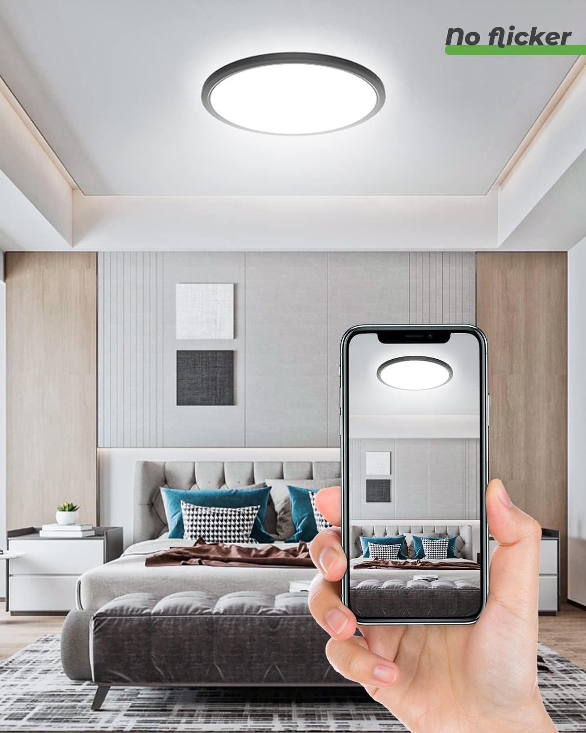 Super Slim 3 Color Temperature in One Ceiling Light Fixture for Closet Bathroom Kitchen Bedroom (Black)