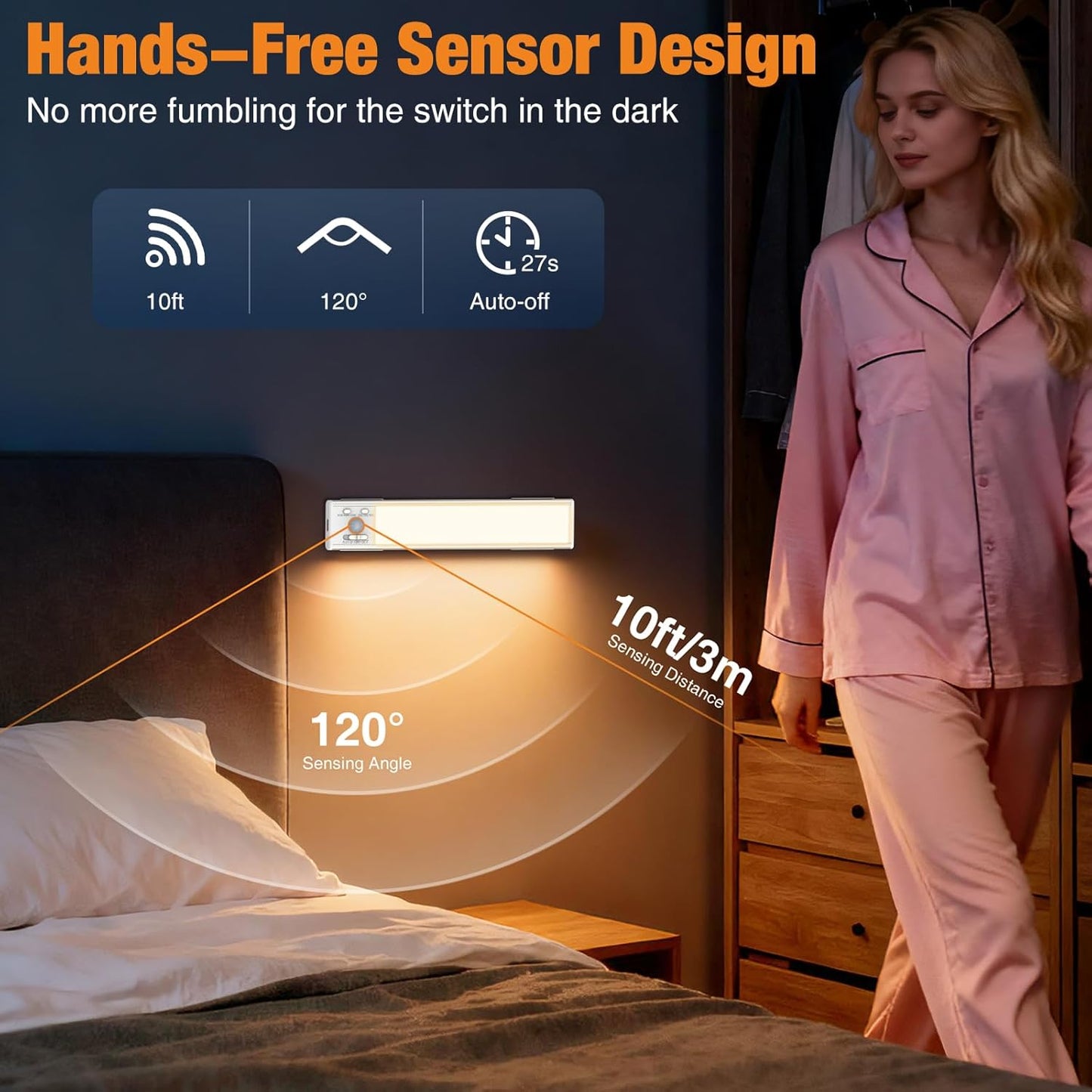 zemty hands-free motion sensor rechargeable under cabinet light
