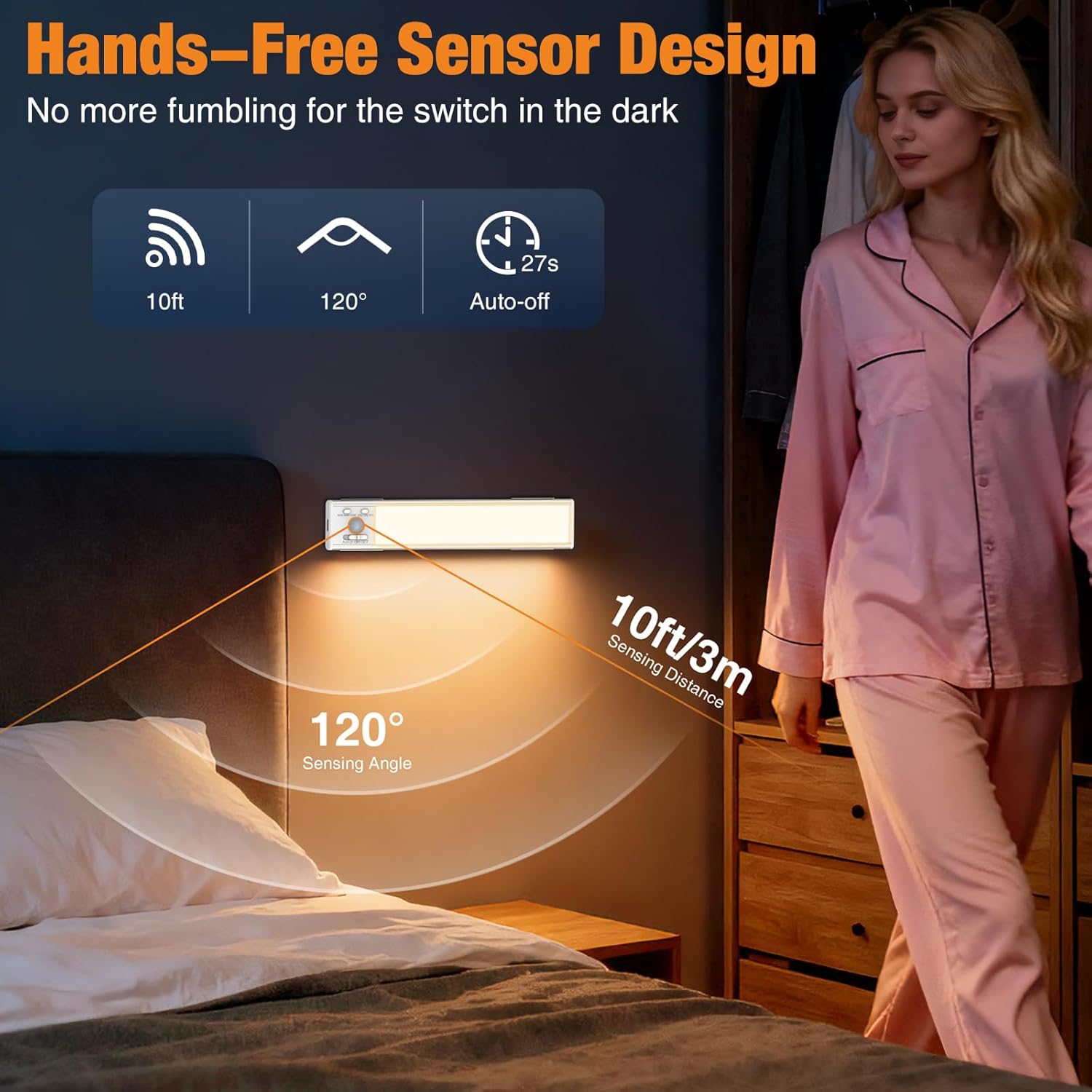 zemty hands-free motion sensor rechargeable under cabinet light

