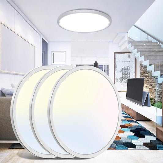 White Round Flat LED Ceiling Lamp for Bedroom Kitchen Livingroom Office